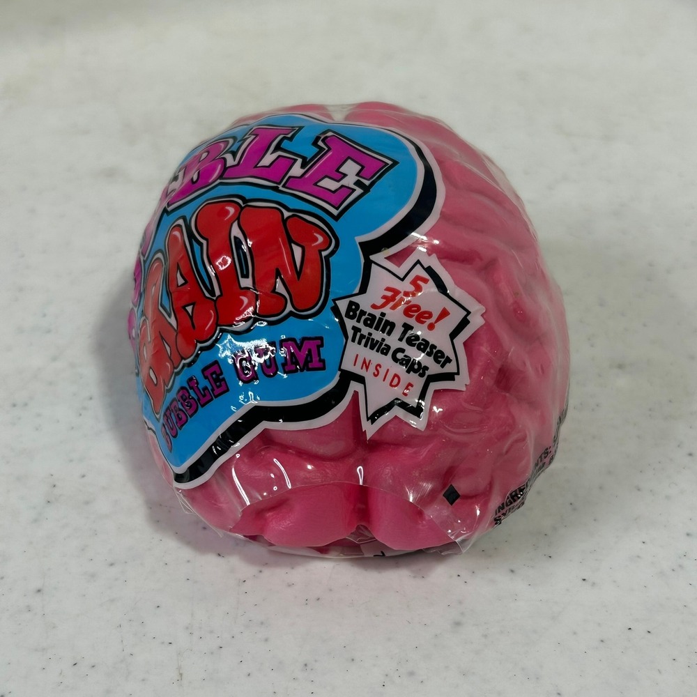 Vintage 1994 Creative Confections BUBBLE BRAIN 4" Candy Container PINK PLASTIC